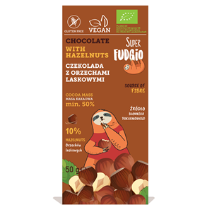 Czekolada Z ORZECHAMI LASKOWYMI bezglutenowa BIO 50 g Me Gusto (Super Fudgio)