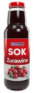 SOK Z ŻURAWINY 100 % 750 ML NATURAVENA