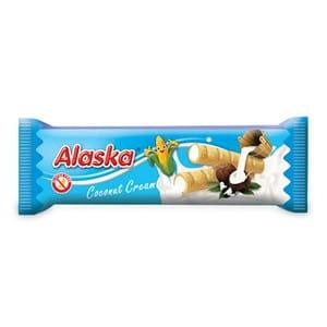 RURKI KUKURYDZIANE NADZIEWANE KREMEM O SMAKU KOKOSOWYM BEZGLUTENOWE 18 G - ALASKA