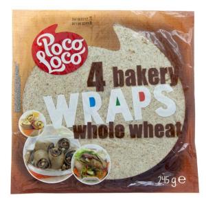 WRAPS WHOLE WHEAT 25CM,4SZT, 245G/18 POCO LOCO