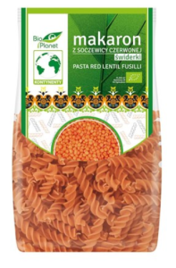 MAKARON PROTEINOWY Z SOCZEWICY CZERWONEJ ŚWIDERKI BIO 250 G BIO PLANET