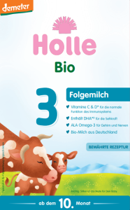 MLEKO KROWIE 3 NASTĘPNE DLA NIEMOWLĄT PO 10 MIESIĄCU DEMETER BIO 600 g - HOLLE