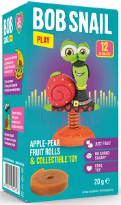 PRZEKĄSKA ROLL EAT & PLAY JABŁKO - GRUSZKA Z ZABAWKĄ BEZGLUTENOWA 20 g - BOB SNAIL