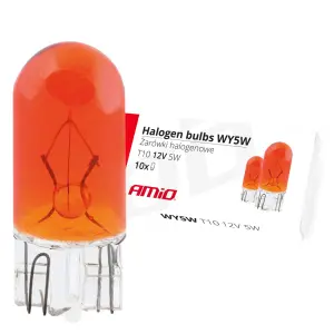 Żarówki halogenowe WY5W T10 5W W2.1x9.5d AMBER 12V 10 szt. AMIO-01481