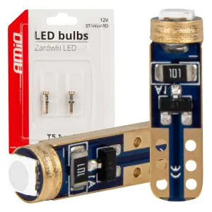 Żarówki LED STANDARD Green zielone W1W T5 12V 3030 1LED HP AMIO-03729
