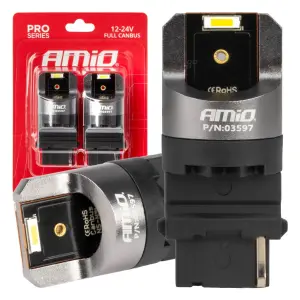 Żarówki LED FULL CANBUS PRO series P27W T25 2x1860SMD białe 12V 24V AMIO-03597
