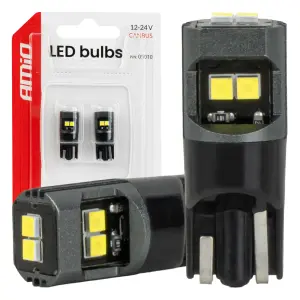 Żarówki LED CANBUS T10 2020 6SMD białe 12V 24V AMIO-05010