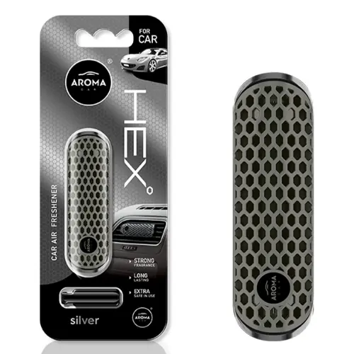 Odświeżacz powietrza AROMA FANCY SHAPES POLYMER HEX Silver