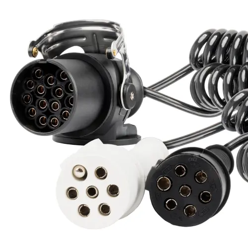 Przewód spiralny naczepy TIR 2x 7 PIN 15 PIN typ N/S 5m 24V AMIO-04381