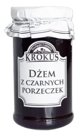 DŻEM Z CZARNYCH PORZECZEK O OBNIŻONEJ ZAWARTOŚCI CUKRU BEZGLUTENOWY 235 g - KROKUS