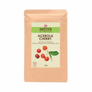 ZAKWASZACZ ROŚLINNY DO ZIÓŁ BARWIĄCYCH WŁOSY ACEROLA CHERRY ECO 50 g - SATTVA (AYURVEDA)