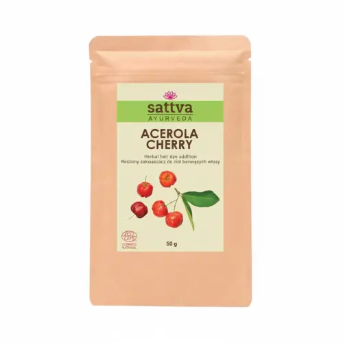 ZAKWASZACZ ROŚLINNY DO ZIÓŁ BARWIĄCYCH WŁOSY ACEROLA CHERRY ECO 50 g - SATTVA (AYURVEDA)