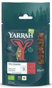 (DLA KOTA DOROSŁEGO) PRZYSMAK - KOSTKI Z WOŁOWINY, WIEPRZOWINY I KURCZAKA BEZGLUTENOWY BIO 50 g - YARRAH