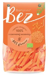 MAKARON PROTEINOWY (Z SOCZEWICY CZERWONEJ) PENNE BEZGLUTENOWY BIO 250 g - BARTOLINI