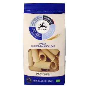 MAKARON (SEMOLINOWY - PASTA DI GRAGNANO) RURKA PACCHERI BIO 500 g - ALCE NERO