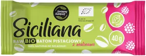 BATON PISTACJOWY Z MALINAMI SICILIANA RAW BEZGLUTENOWY BIO 40 g - ZMIANY ZMIANY