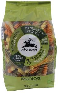 MAKARON SEMOLINOWY TRÓJKOLOROWY FUSILLI BIO 500G ALCE NERO